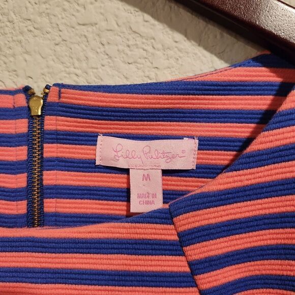 Lilly Pulitzer Charlene Shift Dress Medium Striped Pink Blue - Picture 9 of 9